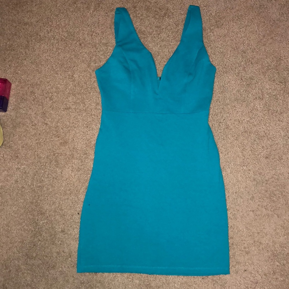 Teal blue tight dress